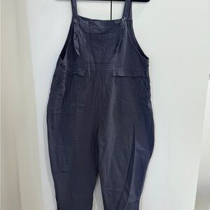 Gihuo Women Linen Overalls Jumpsuits Loose Fit Baggy Bib Romper